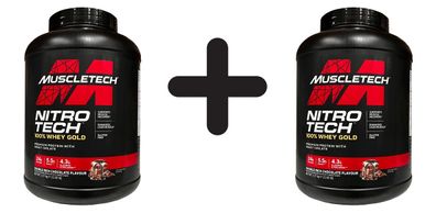 2 x MuscleTech Nitro-Tech 100% Whey Gold, Double Rich Chocolate - 2270g