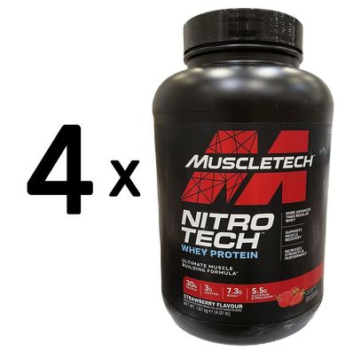 4 x MuscleTech Nitro-Tech, Strawberry - 1820g