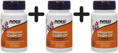 3 x NOW Foods Ubiquinol CoQH-CF - 60 softgels