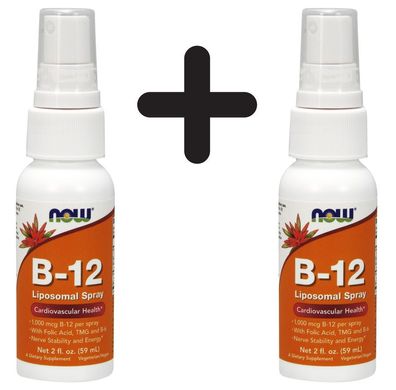 2 x NOW Foods Vitamin B-12, Liposomal Spray - 59 ml