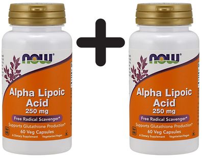 2 x NOW Foods Alpha Lipoic Acid, 250mg - 60 vcaps