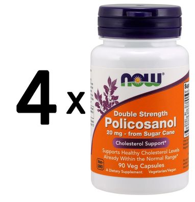 4 x NOW Foods Policosanol, 20mg - 90 caps