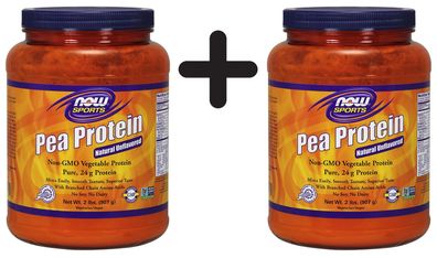 2 x NOW Foods Pea Protein, Unflavored - 907g