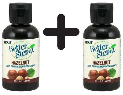 2 x NOW Foods Better Stevia - Liquid Extract, Hazelnut - 60 ml