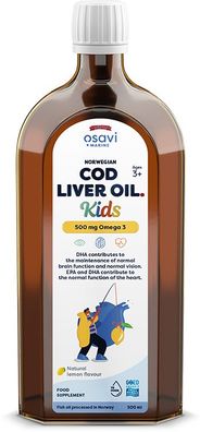 Norwegian Cod Liver Oil Kids, 500mg Omega 3 (Lemon) - 500 ml