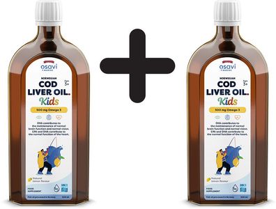 2 x Osavi Norwegian Cod Liver Oil Kids, 500mg Omega 3 (Lemon) - 500 ml