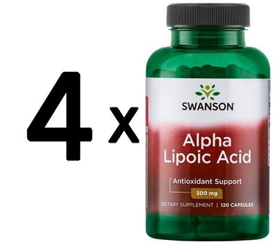 4 x Swanson Alpha Lipoic Acid, 300mg - 120 caps
