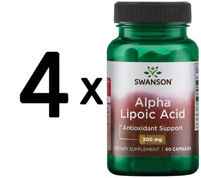 4 x Swanson Alpha Lipoic Acid, 300mg - 60 caps