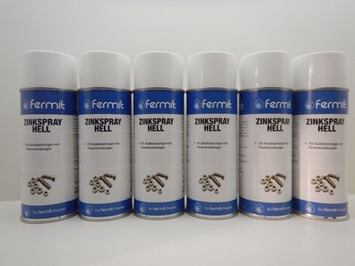 6x Fermit Zinkspray Hell Korrosionsschutz Schutz Oberfläche Spraydose 400ml