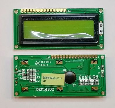 LCD Display STN DEM16102SYH-LY 16x1 schwarz/gelb 80x36x12,4mm Display Electronic