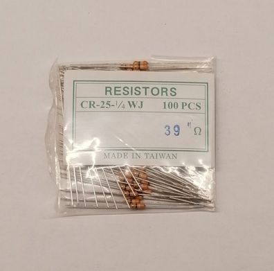 2 Stk Kohleschichtwiderstand 0207 0,25W 5% 39R lose im Beutel