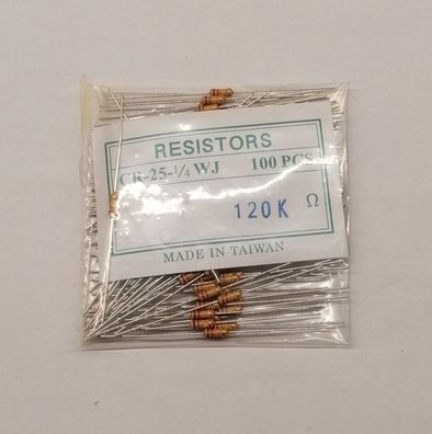 2 Stk Kohleschichtwiderstand 0207 0,25W 5% 120K lose im Beutel