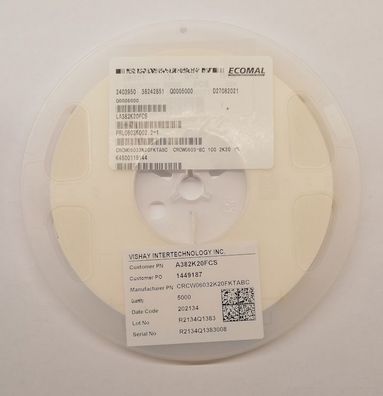 Vishay CRCW06032K20FKTABC SMD-Dickschicht Widerstand 0603 0,1W 1% 2,2K Ohm Reel 5000S