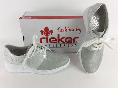 Rieker Damen Schnürschuh weiß-metallic