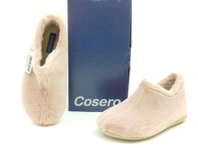 Cosero Damen Schlupf Hausschuh Warmfutter rosa helle Laufsohle