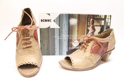 DKODE Schnür-Pumps Zeh offen beige-altrosa
