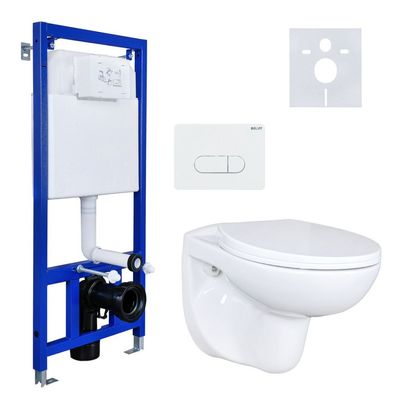 Komplettset Wand Hänge WC Spülrandlos + Deckel + Vorwandelement + Schallschutz