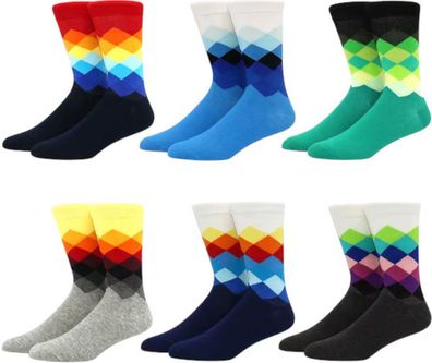 Karo Socken - 6er-Pack Bunte Herrensocken in Größe 37 bis 46