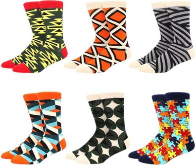 Design-Socken - 6er-Pack Unisex-Socken mit Puzzle & Grafikstil