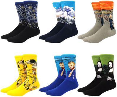Kunst-Socken - 6er-Pack mit Mona Lisa, Van Gogh & Co