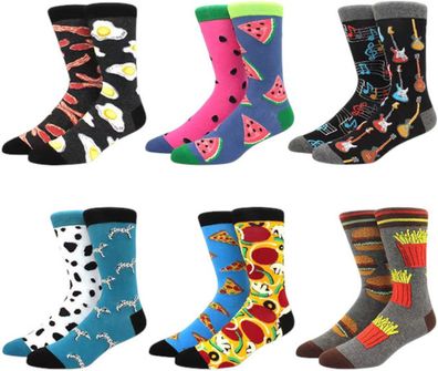 Food & Fun Socken - 6er-Pack mit Pizza, Dalmatiner & mehr