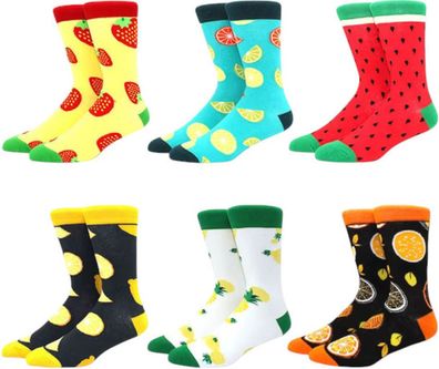 Frucht-Socken - 6er-Pack mit Zitrone, Erdbeere & tropischem Obst