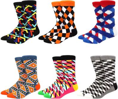 Kunst-Socken - 6er-Pack mit Geometrie & abstrakter Grafik