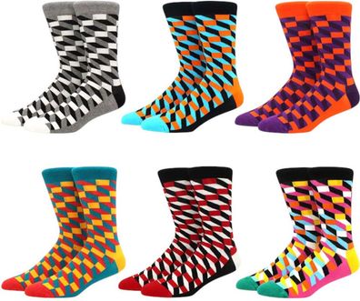 Argyle Socken - 6er-Pack Unisex mit buntem Rautenmuster