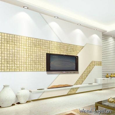Vlies Fototapete Wandtapete Wandbilder Minimalistische Goldene Mosaik 3204
