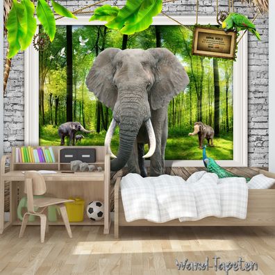 Vlies Fototapete Wandtapete Wandbilder 3D Moderne Elefant Fresco 1817