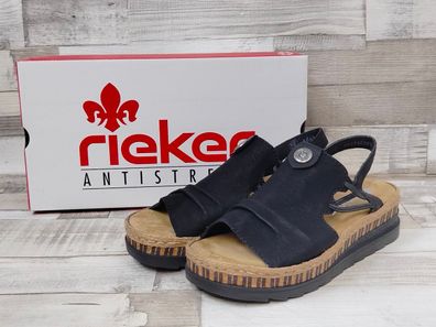 Rieker Damen Sandale schwarz mit kleinen Gummibändchen