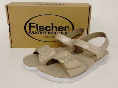 Fischer Mädchen Sandale leicht gold mit Klettverschluss