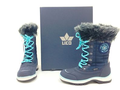 LICO Comfortex Mädchen Winterboot Lillesand dunkelblau mit Fellrand