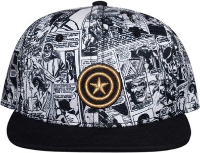 Captain America Cap - Marvel Snapback mit Goldlogo & Comics-Stil