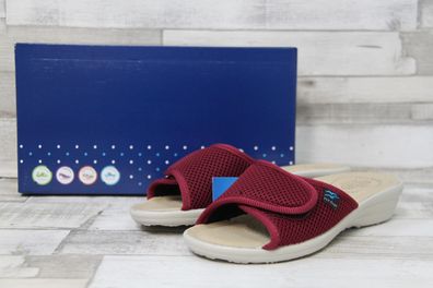 FlyFlot Damen Klett Pantoffel helle Sohle bordo