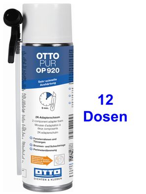 12x Ottopur OP920 400ml 2K-Schaum für Türzargen Fensterrahmen Holz-Treppenstufen