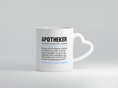 Apotheker | lustig | Apotheke | Pharmazie Humor - Herz Tasse Weiß
