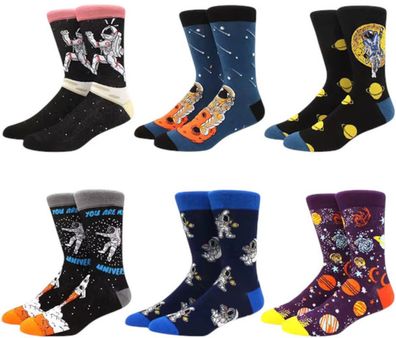 Space Socken - 6er-Pack mit Raketen, Planeten & Astronauten