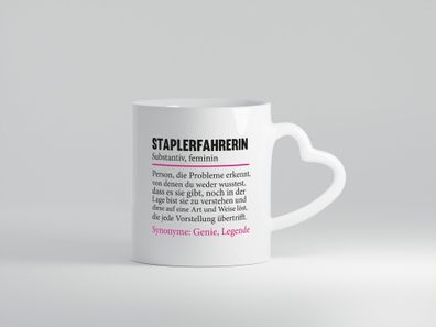 Staplerfahrerin | Gabelstapler | Spruch | Beruf | Humor - Herz Tasse Weiß