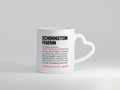 Schornsteinfegerin | Kaminkehrer | Handwerk Beruf v2 - Herz Tasse Weiß
