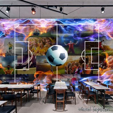 Vlies Fototapete Wandtapete Wandbilder Moderne 3D Flamme Fußballstar 3213