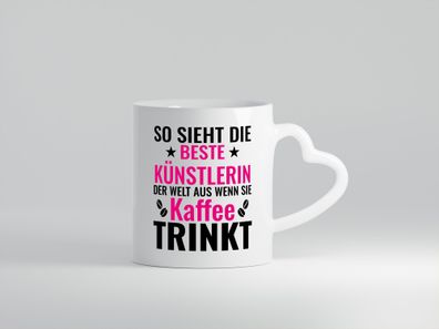 Kaffee trinkt: Künstlerin | Kunst - Herz Tasse Weiß