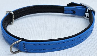 Halsband - Hundehalsband, Halsumfang 23-27,5cm °BLAU° EKO-Leder Kunst Leder