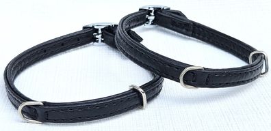 Halsband - Hundehalsband, Halsumfang 23-27,5cm °SCHWARZ° EKO-Leder Kunst Leder