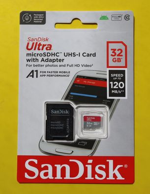 NEU: 32 GB SanDisk Ultra microSDHC UHS-I A1 32GB micro SDHC bis zu 120MB/ s