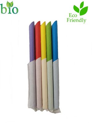 Bubble Tea Papier Trinkhalme bunt gemischt 200x12mm einzeln gehüllt 1000 Stück