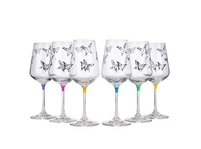Weingläser Butterfly 350 ml 6er Set Kristallglas Bohemia Crystalex