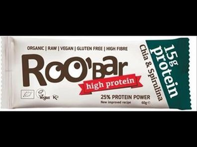 ROO´BAR 6x Roobar Protein Chia & Spirulina, 60g, glutenfrei 60g