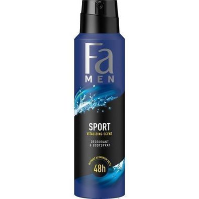 Fa Men Sport Deodorant Spray, 150ml - Erfrischender Gruen-Zitrus Duft