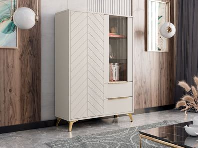 Vitrine Xylix 2D2SZ mit 2 Schubladen Vitrine Modern Wohnzimmer Kolektion M24